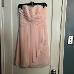 David's Bridal Strapless Light Pink Dress